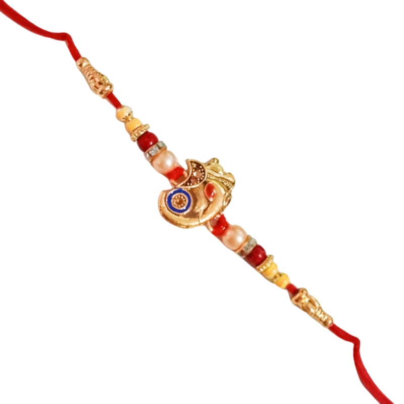 Kriti Creations Ganesh Head Rakhi For Being Brother & Sister Means Being There For Each Other with Two Rakhi Dhaga and One Roli Chawal