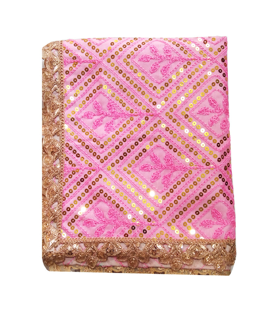 Kriti Creations Chunri || Size(17x40in) Puja MATA Durga Laxmi Sherawali Devi Maa ki Chunri Occasion Navratri Jagrata Mandir Temple with Golden Shiny Border