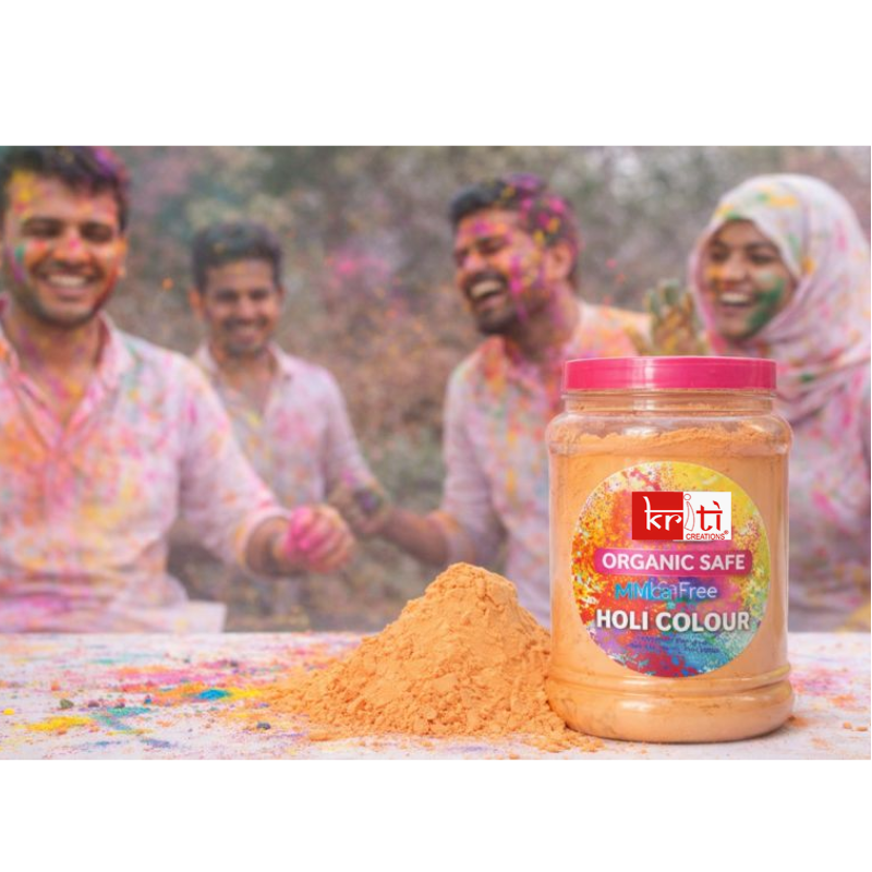 Kriti Organic Safe|Mica Free|Non-Perfumed|Holi Gulal Jar 1kg
