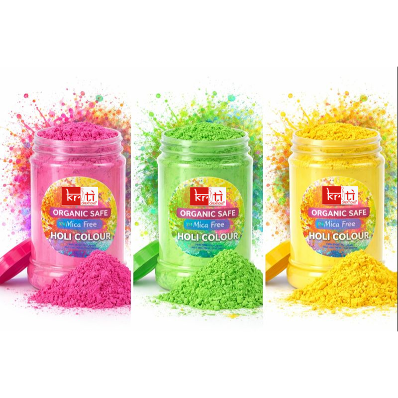 Kriti Organic Safe|Mica Free|Non-Perfumed|Holi Gulal Jar 1kg (Light Pink)