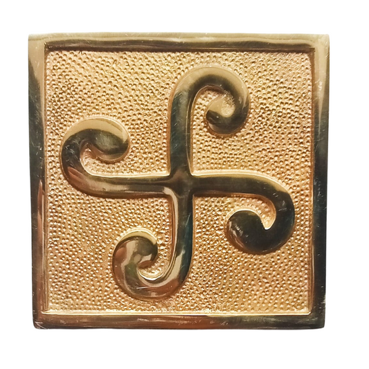 Kriti Creations Vastu Brass Spiral Swastik-Brick (10X10X0.5cm)