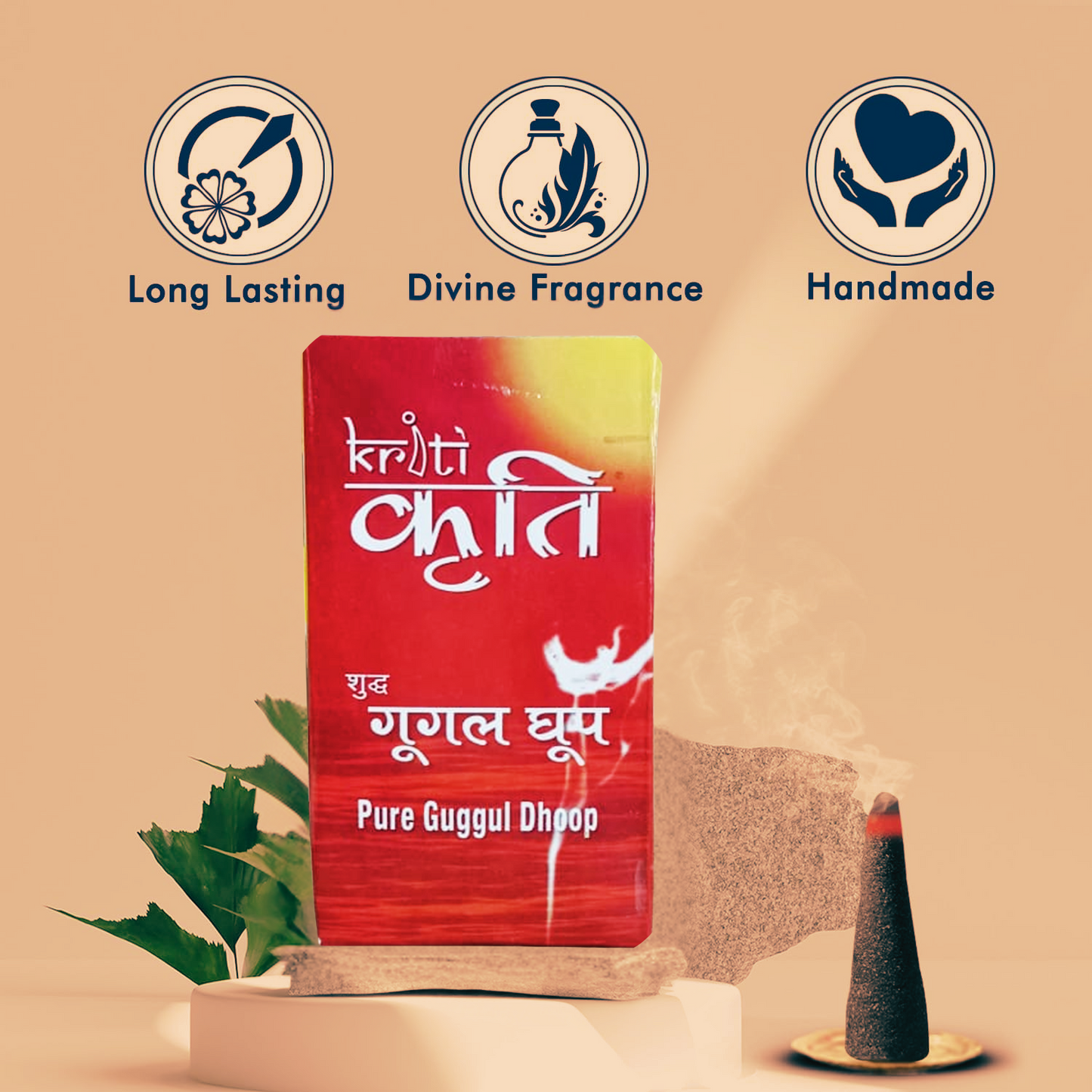 Kriti Creations Guggal Dhoop Charcoal, Bamboo & Chemical Free/Long Lasting & Highly Spreading Fragrance for Pooja/Home Fragrance 100gm