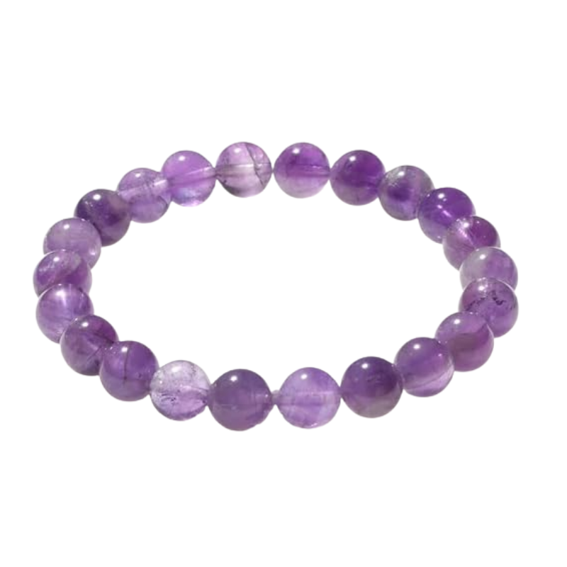 Kriti Creations Natural Amethyst Bracelet | Round Beads 6 mm Crystal Stone Bracelet for Men and Women (7 inches)