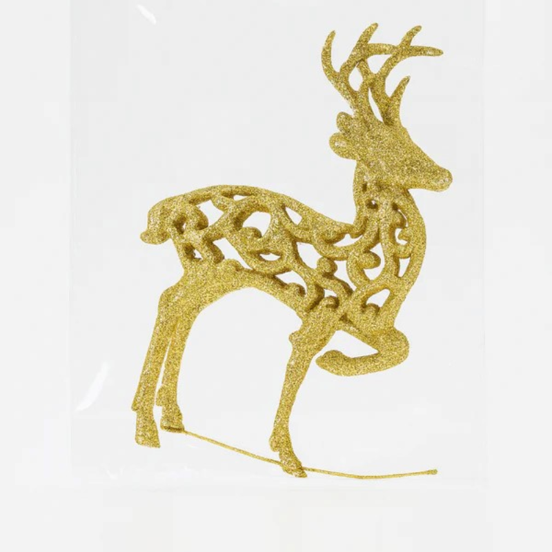 Kriti Creations Golden Glitter Reindeer Ornament | Glittery Christmas Showpiece for Home Décor, Xmas Tree & Festive Gifts for Kids