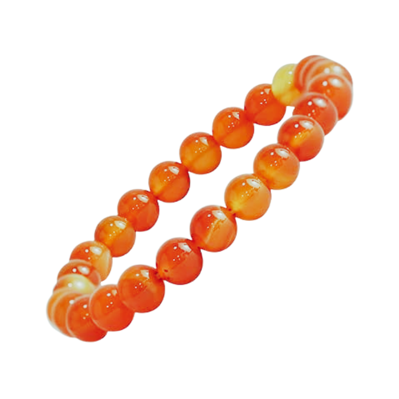 Kriti Creations Natural Carnelian Bracelet Round Beads 6 Mm Crystal Stone Bracelet For Reiki Healing And Crystal Healing Stones For Unisex Adult (7 Inches)