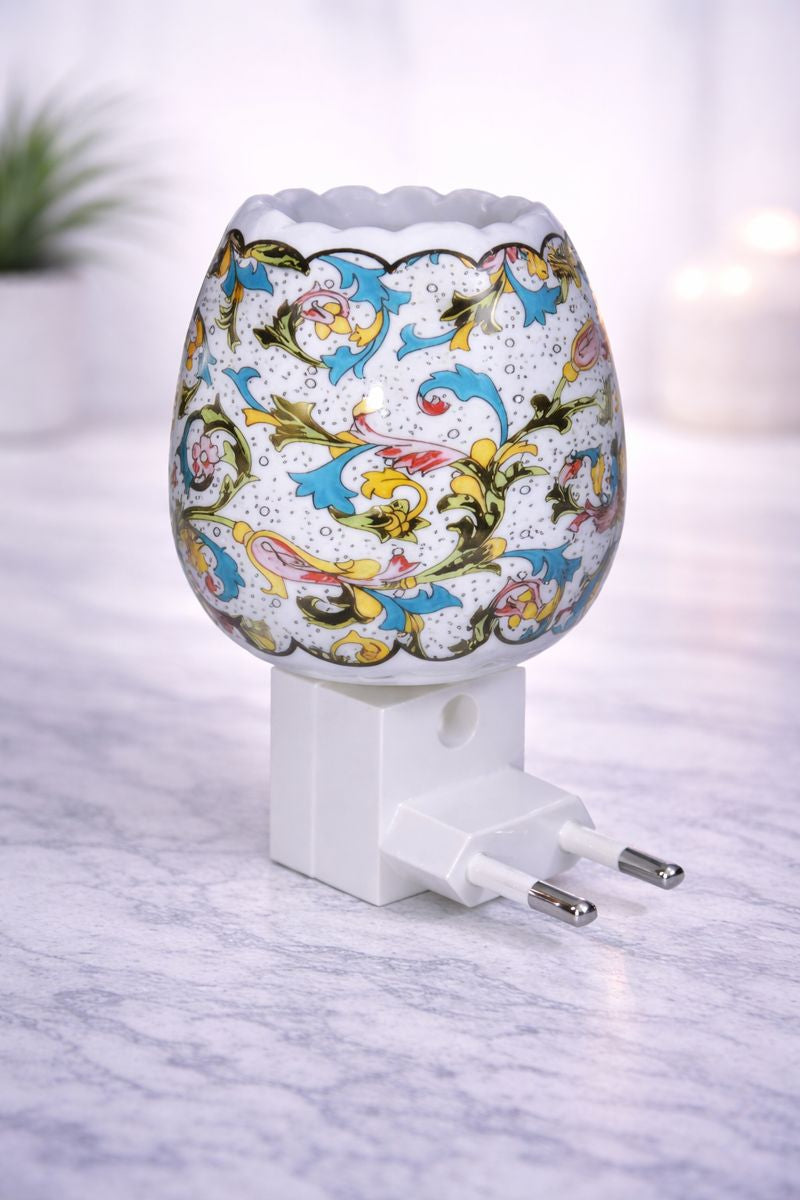 Kriti Creations No-6 Ceramic Aroma Diffuser Night Lamp | Essential Oil & Camphor Burner with On/Off Switch for Fragrance Heating