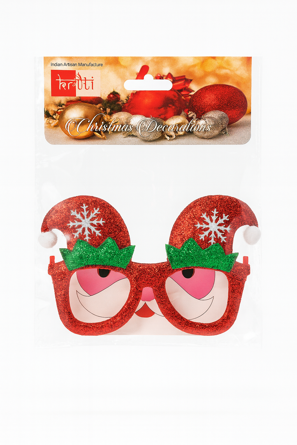 Kriti Creations Santa Hat Glitter Party Goggles | Christmas Eyeglasses for Xmas, New Year Parties, Holiday Decorations & Fun Gift Props