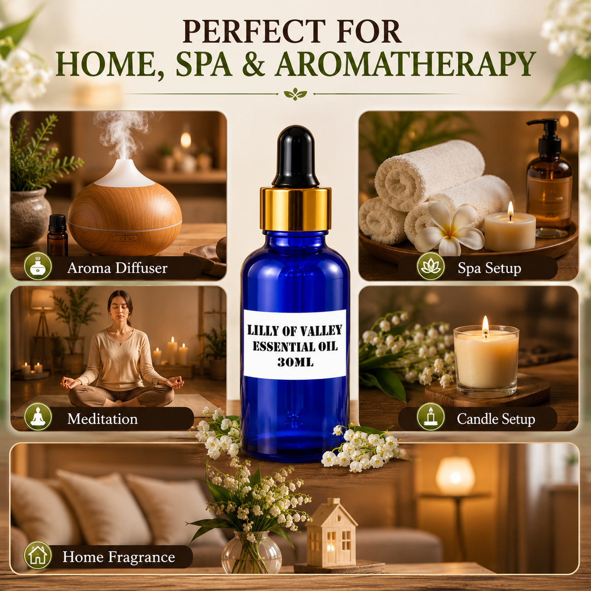 Kriti Creations Lily of the Valley Aroma Oil 30ML | Fresh Floral Fragrance