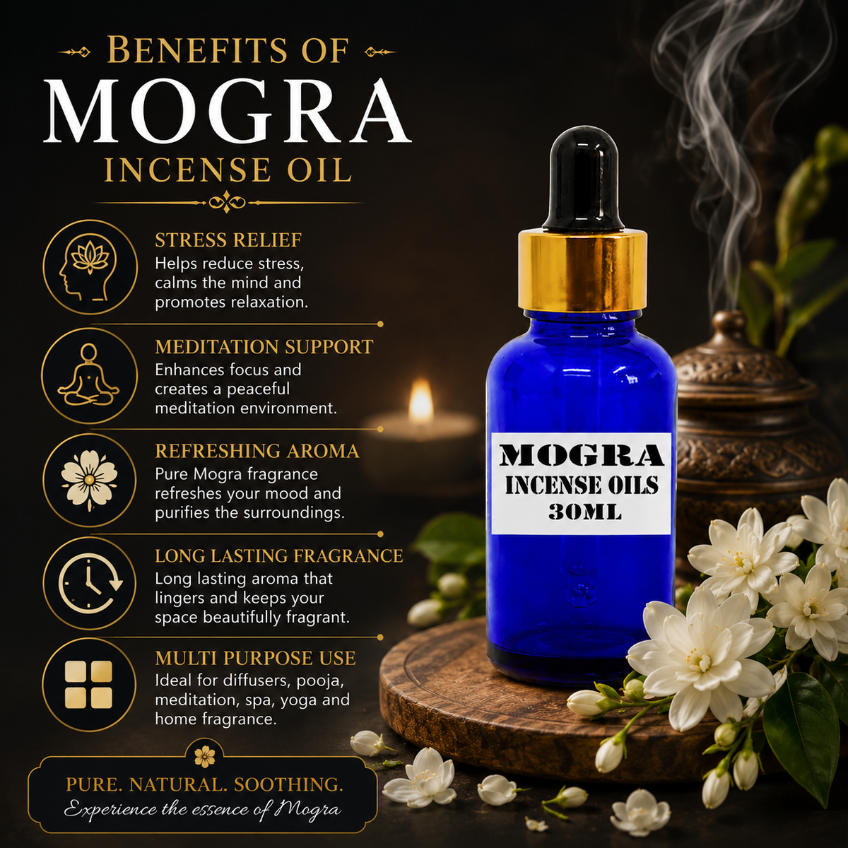 Kriti Creations Mogra Aroma Oil 30ML | Sweet Floral Fragrance for Home