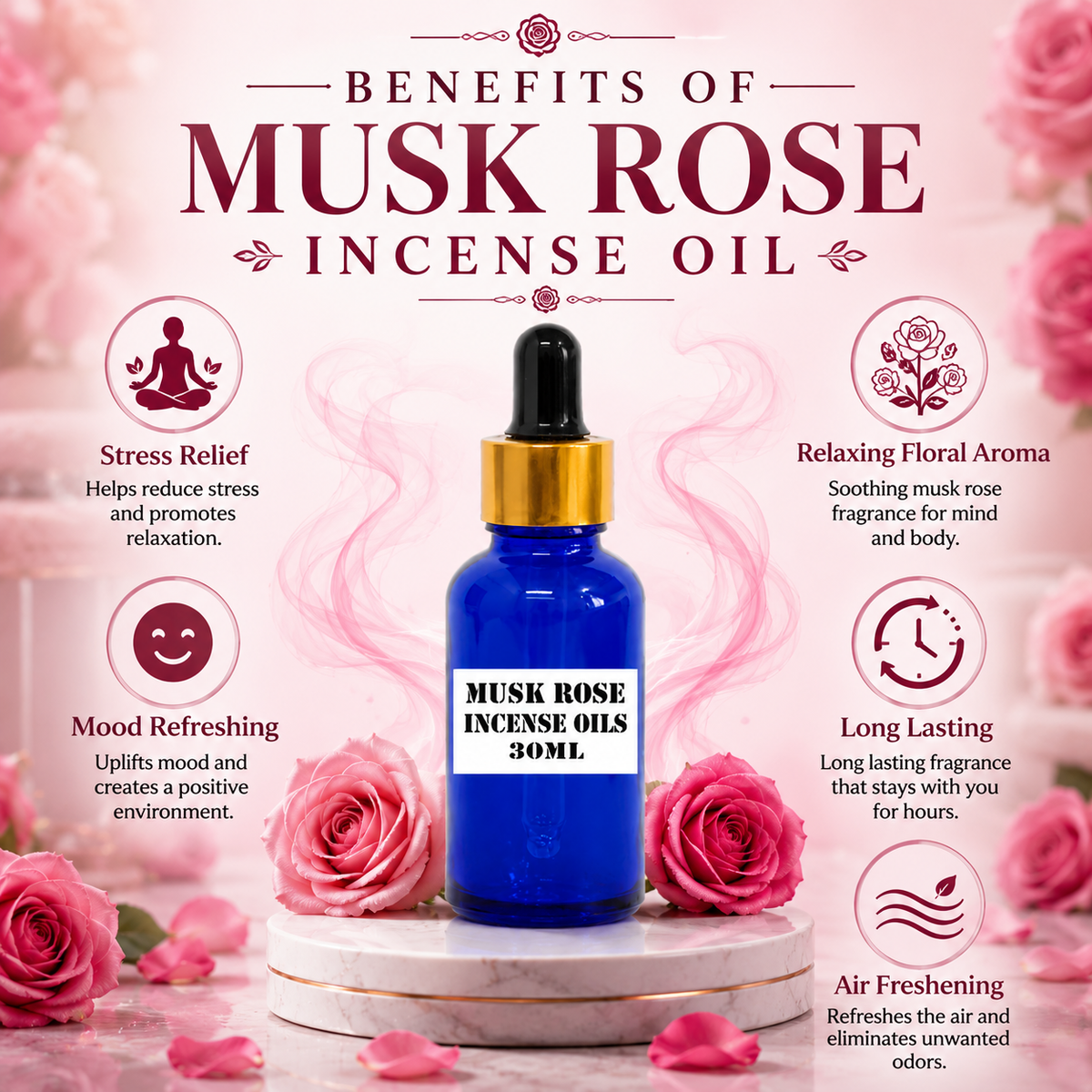 Kriti Creations Musk Rose Aroma Oil 30ML | Floral & Rich Fragrance