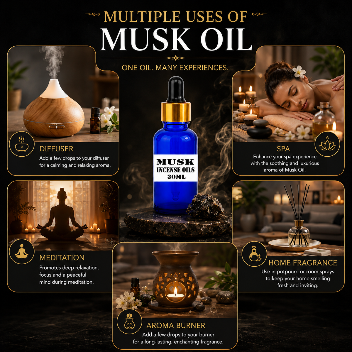 Kriti Creations Musk Aroma Oil 30ML | Warm & Rich Fragrance for Home