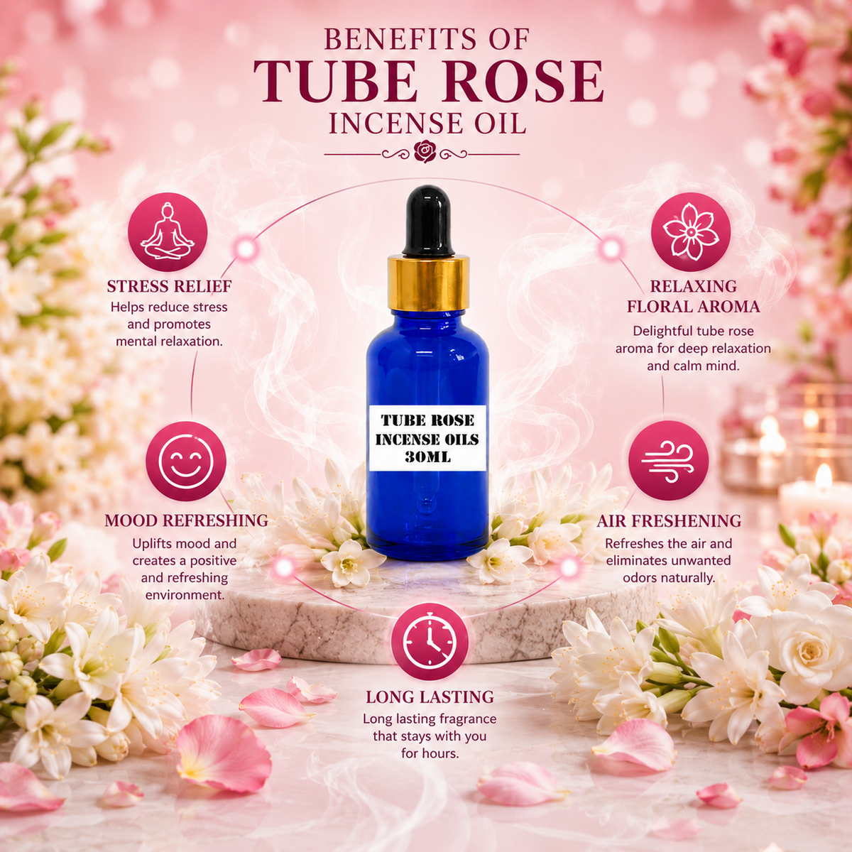 Kriti Creations Tube Rose Aroma Oil 30ML | Rich Floral Fragrance