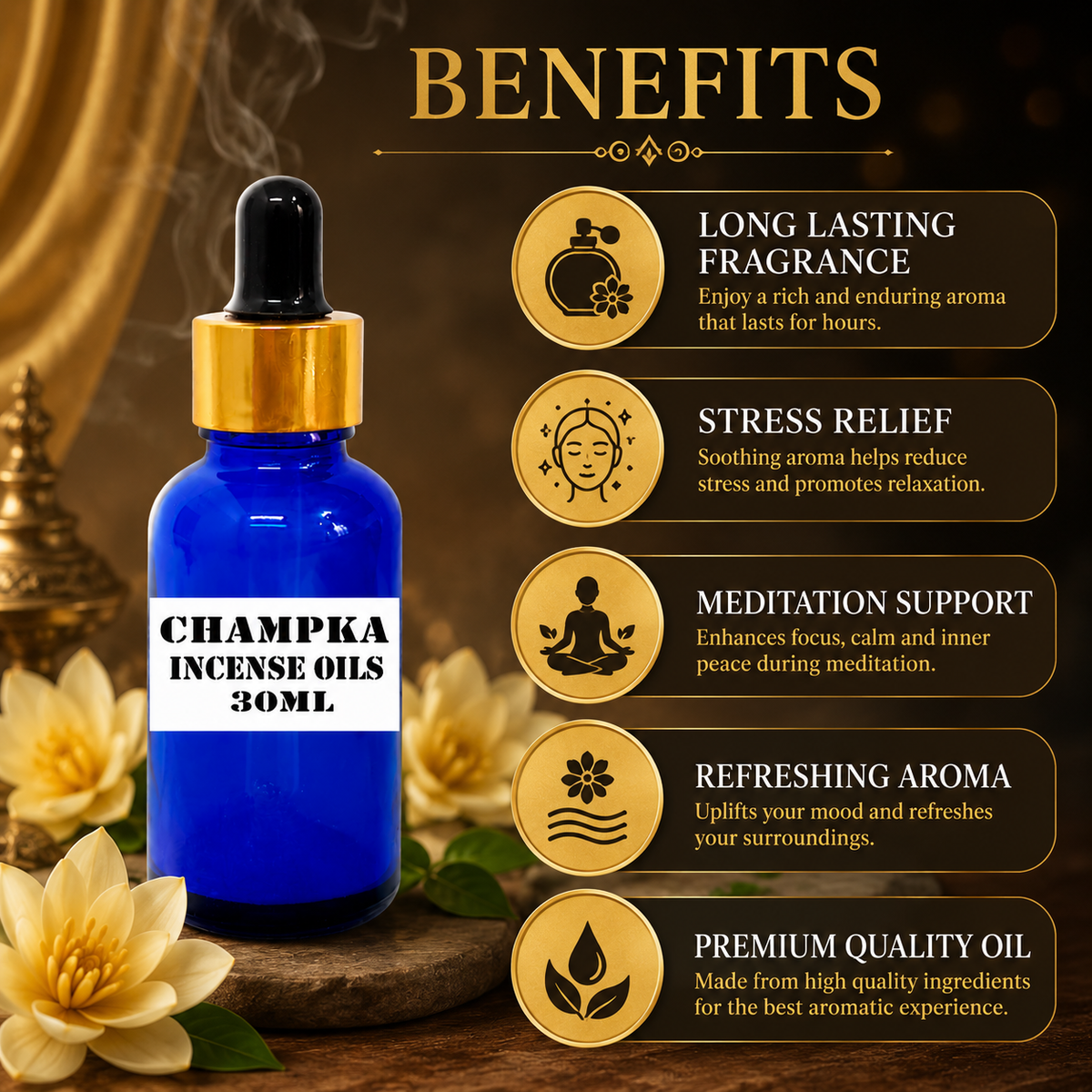 Kriti Creations Champaka Aroma Oil 30ML | Floral Fragrance for Home