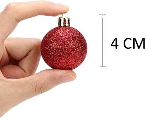 Kriti Creations Christmas Decoration Ornaments Ball 24 Pcs (4 CM, Red)