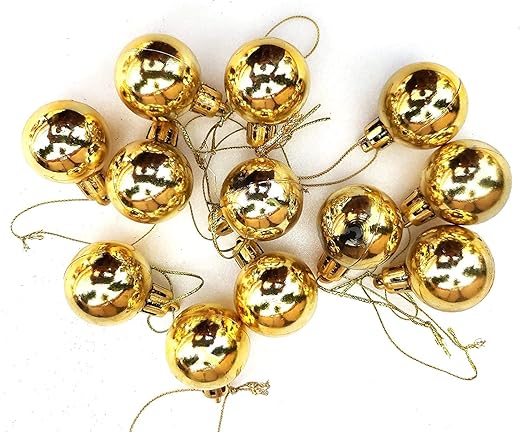 Kriti Creations Christmas Decoration Ornaments Ball | 24 Pcs | 4 CM | Golden Colour