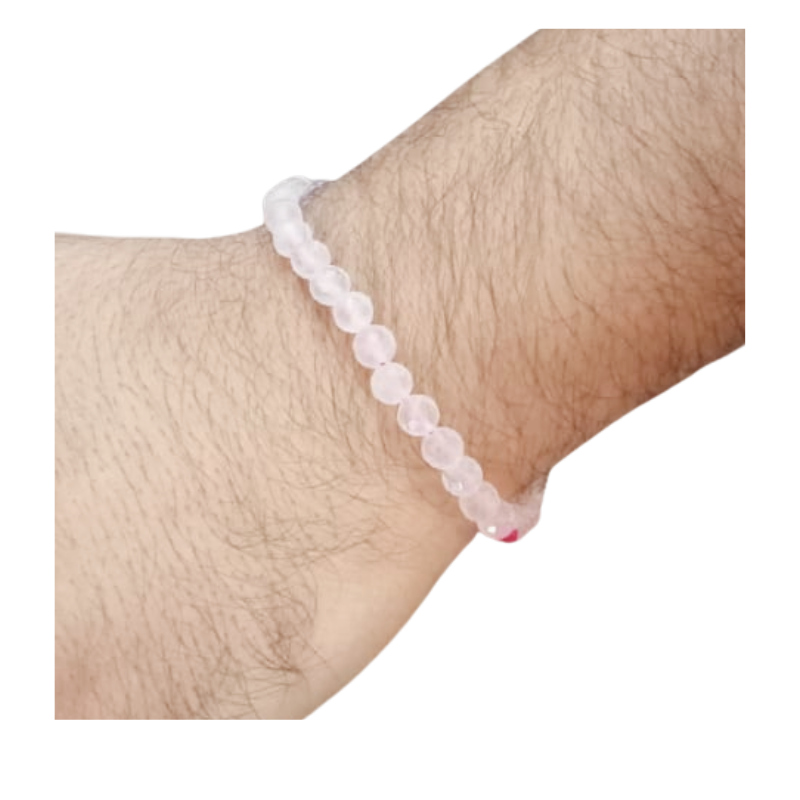 Kriti Creations Rose Quartz Bracelet Diamond Cut 6 mm for Women & Men, Love & Attraction, Natural Healing Crystal, Gift For Girlfriend and Boyfriend (7 Inches)