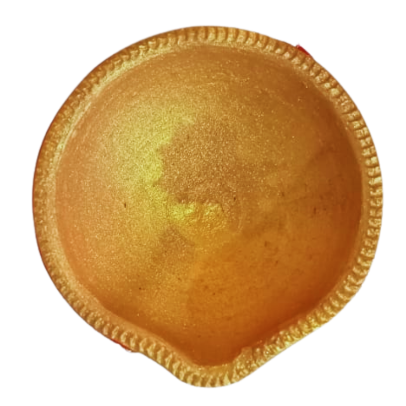 Kriti Creations Traditional Handmade Earthen Clay Big Size Diya for Laxmi Poojan Gold Colour