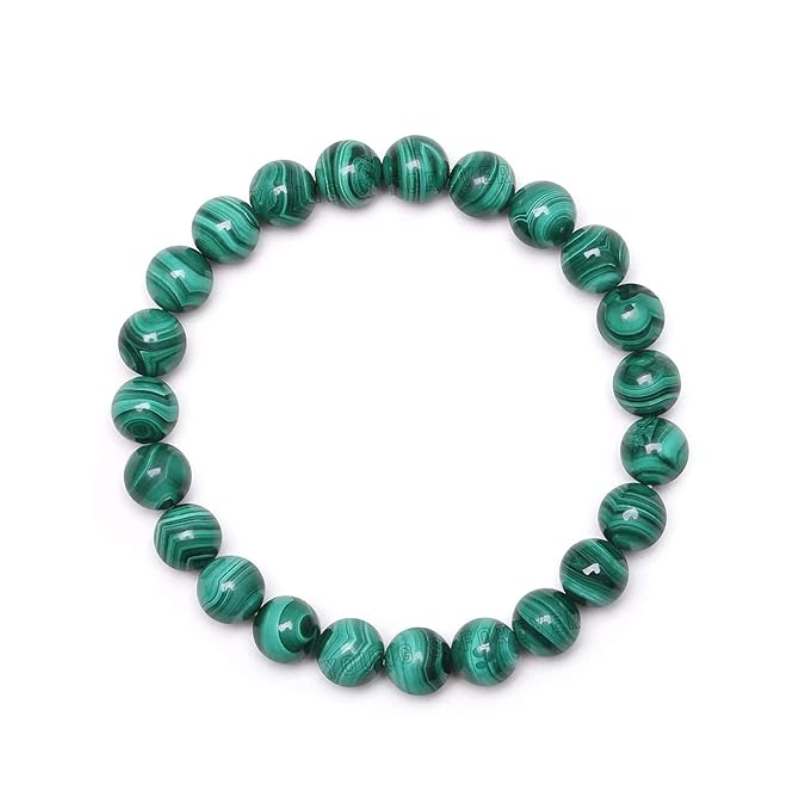 Kriti Creations Malachite Bracelet For Reiki, Round Beads 6 Mm | Balance Chakra, Positive Energy, Healing | Malachite Stone Bracelet for Men and Women (7 inches)