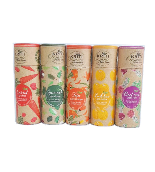 Kriti Organic Gulal | Multi Colour | 100% Handmade & MICA Free | Non- Prefumed | Natural Organic Holi Color | Pack Of 5 (25GM)