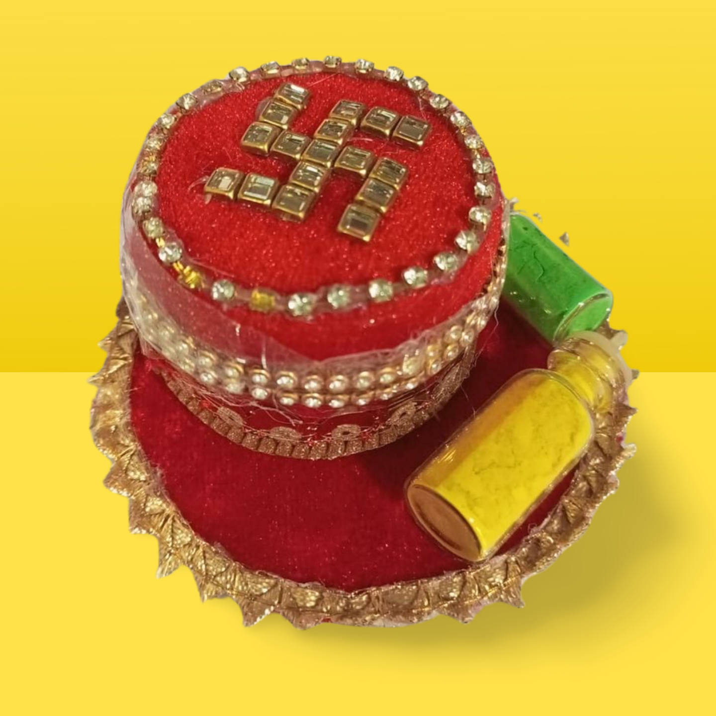 KRITI CREATIONS CHANDAN PUJA HOLI RED SET/ CHANDAN / TWO MULTICOLOUR