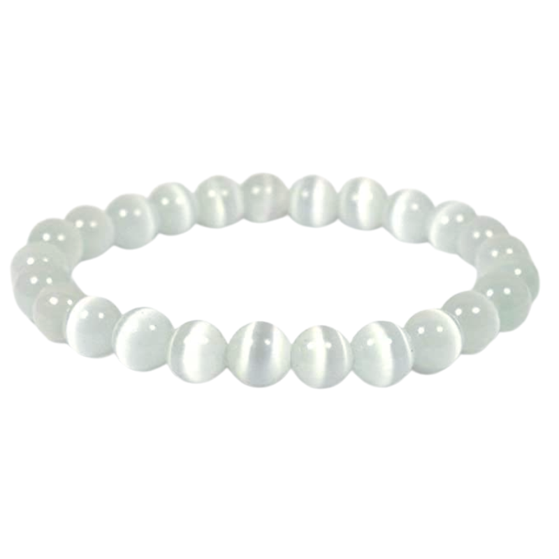 Kriti Creations Selenite Bracelet - White Crystal Bracelet for Men and Women for Focus, Consciousness, Peace, Calmness, Clear Thinking, Positive Energies, and Crown Chakra Healing 6mm Beads (7 inches)