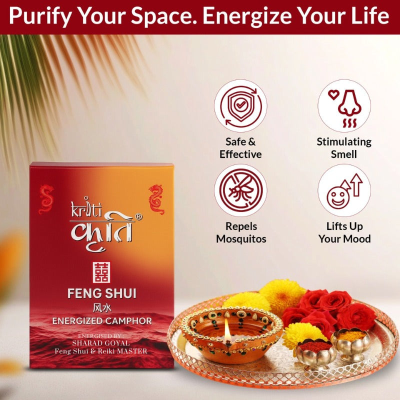 Kriti Creations Natural Bhaimsani Energised Camphor 500gm White | Pure Camphor for Pooja, Vastu, Feng Shui & Positive Energy