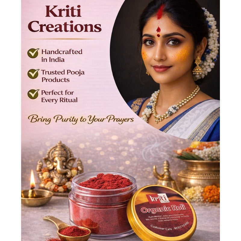 Kriti Creations Organic Roli Kumkum Pack of 2 Natural Red Kumkum Powder for Pooja Tilak Mandir Use Premium Quality Roli