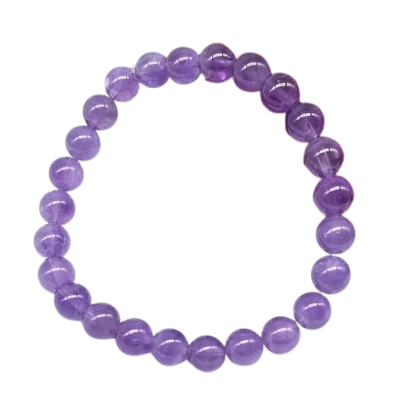 Kriti Creations Natural Amethyst Bracelet | Round Beads 6 mm Crystal Stone Bracelet for Men and Women (7 inches)