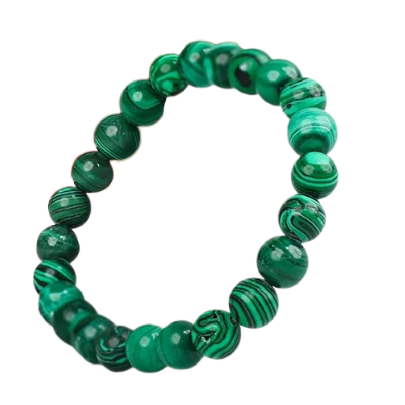Kriti Creations Malachite Bracelet For Reiki, Round Beads 8 Mm | Balance Chakra, Positive Energy, Healing | Malachite Stone Bracelet for Men and Women (7 inches)