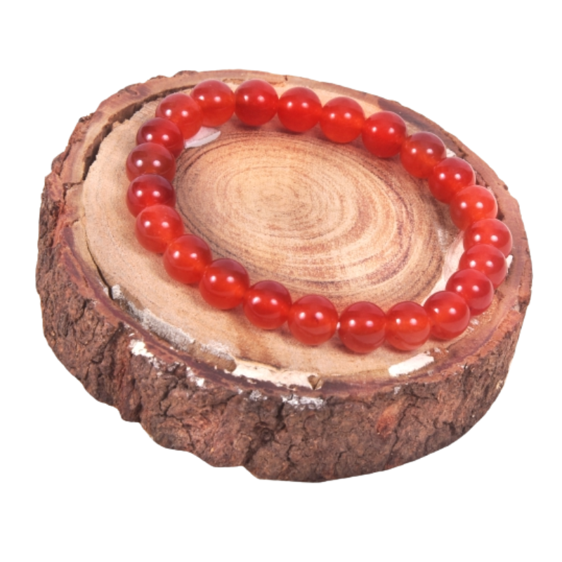 Kriti Creations Natural Carnelian Bracelet Round Beads 6 Mm Crystal Stone Bracelet For Reiki Healing And Crystal Healing Stones For Unisex Adult (7 Inches)