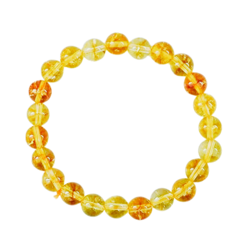 Kriti Creations Unisex Original Yellow Citrine Bracelet Natural Crystal Gemstone for Success, Health, Manifestation, Self-Esteem, Money and Chakra Healing and 6 mm Beads
