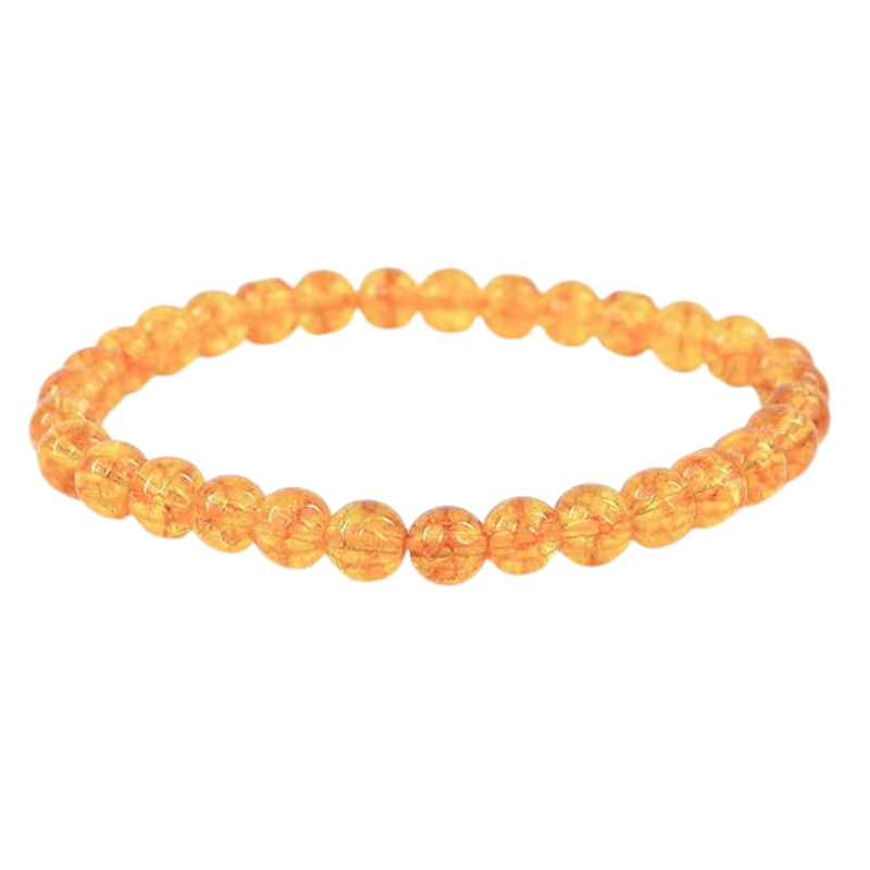 Kriti Creations Unisex Original Yellow Citrine Bracelet Natural Crystal Gemstone for Success, Health, Manifestation, Self-Esteem, Money and Chakra Healing and 6 mm Beads