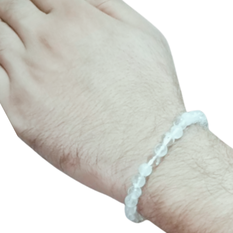 Kriti Creations Clear Quartz Crystal Beads Bracelet 6 mm for Men & Women (7 Inches)