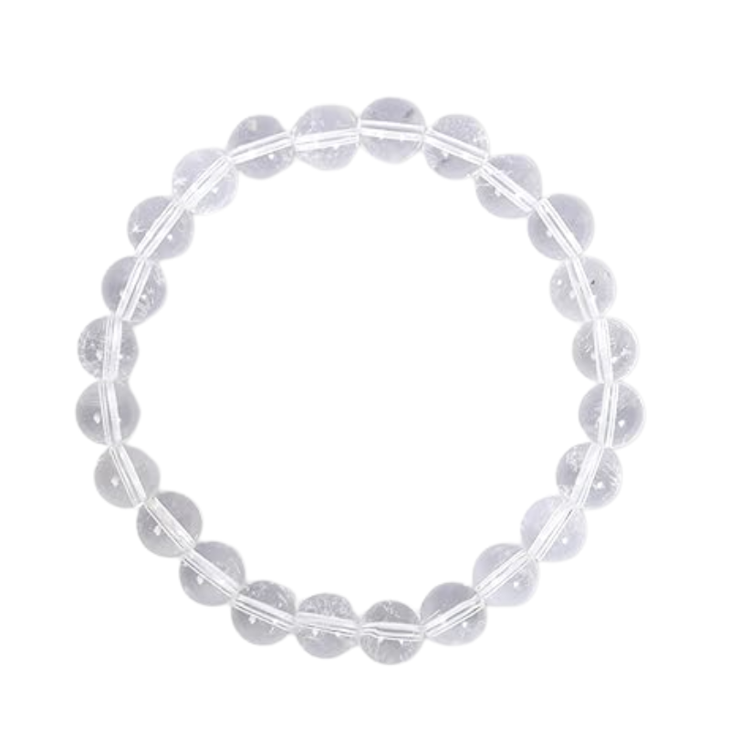 Kriti Creations Clear Quartz Crystal Beads Bracelet 6 mm for Men & Women (7 Inches)