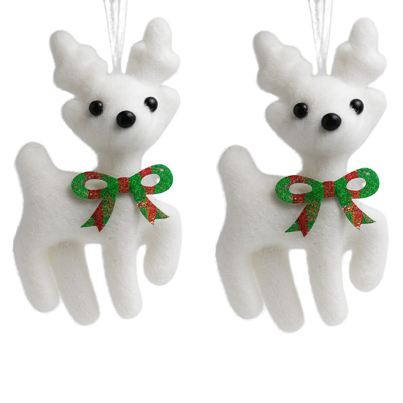 Kriti Creations Christmas Reindeer Hanging Ornament Pack Of 2 – Soft Plush Decoration | Size-12cm