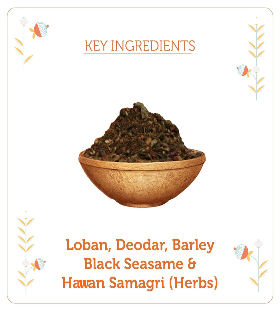Kriti Creations Hawan Samagri 500Gm |100% Pure and Natural | Mixture of Various Dried Herbal Roots and Leaves for Vedic Yagya Pujan. Hawan Worship Pooja Samagri