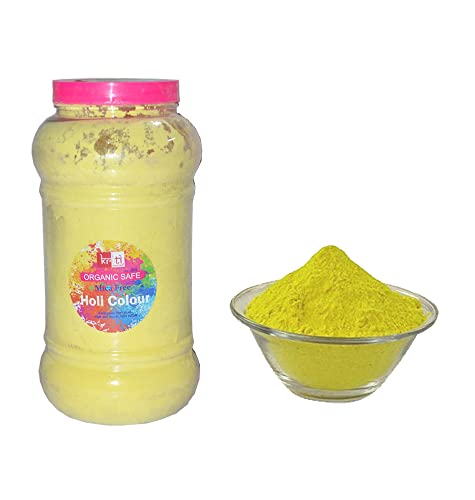 Kriti Organic Safe|Mica Free|Non-Perfumed|Holi Gulal Jar 1kg (Yellow)