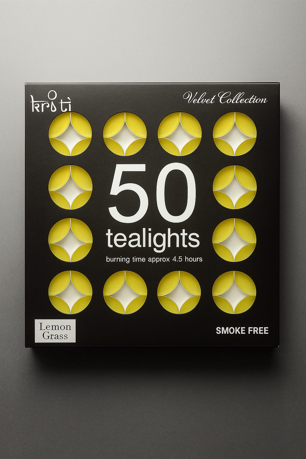 Kriti Set of 50 Perfume Tea-Lights Candles in A Pack Non Toxic Smokeless & Tea Light Candles Perfect for Home Decor (Lemmon Grass) (Burning 4.5 Hour)