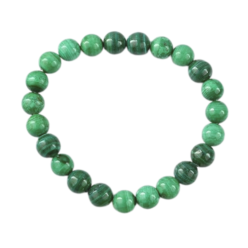 Kriti Creations Malachite Bracelet For Reiki, Round Beads 6 Mm | Balance Chakra, Positive Energy, Healing | Malachite Stone Bracelet for Men and Women (7 inches)