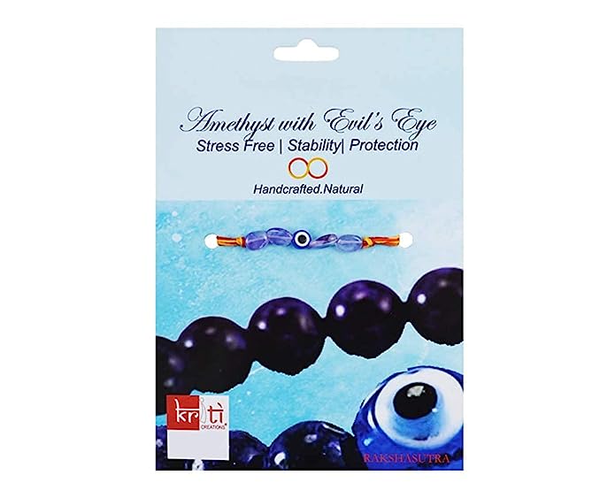 Turkish Evil Eye Rakhi for Stress, Stability, Protection (Free Two Rakhi Dhaga and One Roli Chawal)