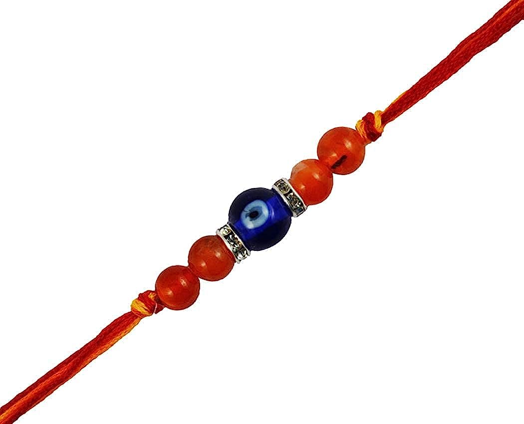 Rakshasutra Carnelian Rakhi for Social, New Opportunities, Success (Free Two Rakhi Dhaga and One Roli Chawal)