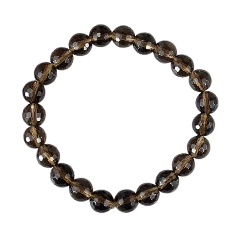 Kriti Creations Natural Smoky Quartz Bracelet 6 mm Crystal Stone Diamond Cut Beads Bracelet Round Shape for Reiki Healing and Crystal Healing Stones (7 inches)