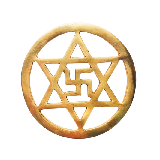 Kriti Creations Circled Star Swastik Yantra for Vastu (12x12x0.5cm)