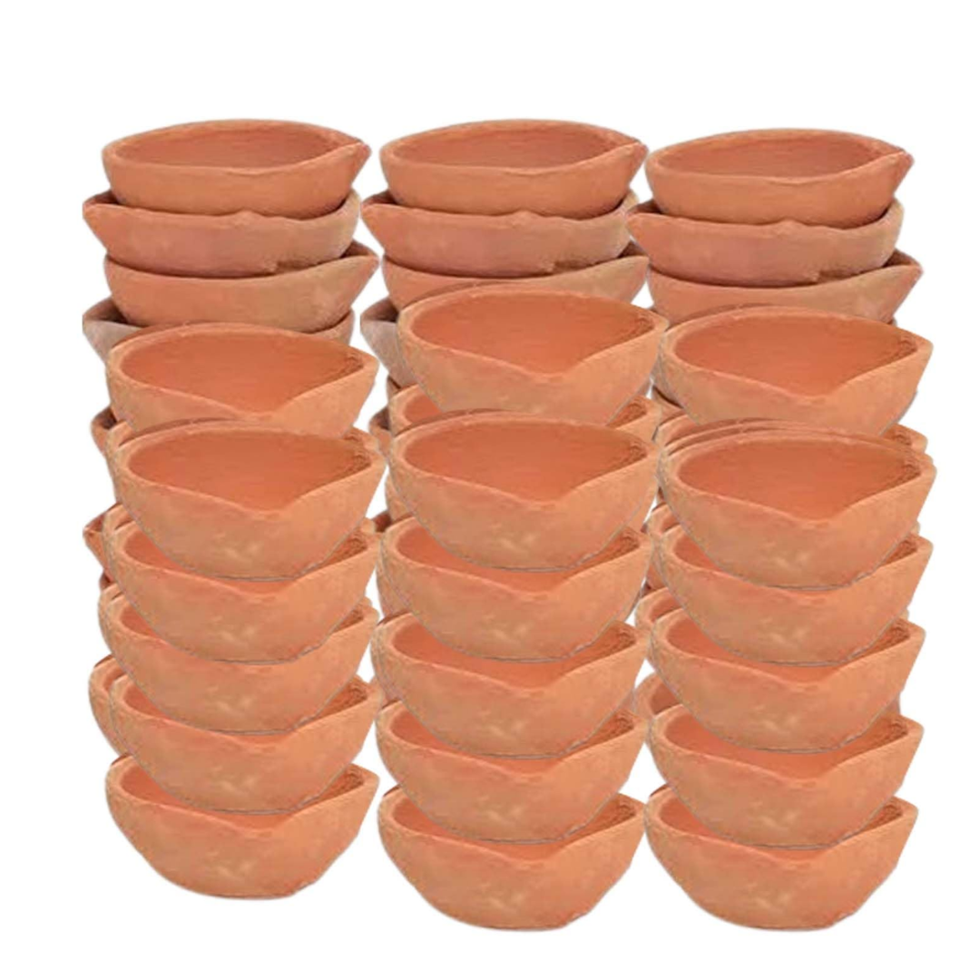 Kriti Creations Natural Clay Traditional Diwali Ke Diye Earthen Clay Diye | Mitti Ke Diye | Diyas for Pooja,( Set of24)