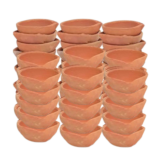 Kriti Creations Natural Clay Traditional Diwali Ke Diye Earthen Clay Diye | Mitti Ke Diye | Diyas for Pooja,( Set of24)