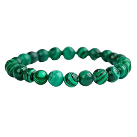 Kriti Creations Malachite Bracelet For Reiki, Round Beads 8 Mm | Balance Chakra, Positive Energy, Healing | Malachite Stone Bracelet for Men and Women (7 inches)