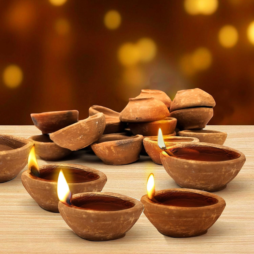 Kriti Creations Natural Clay Traditional Diwali Ke Diye Earthen Clay Diye | Mitti Ke Diye | Diyas for Pooja,( Set of24)