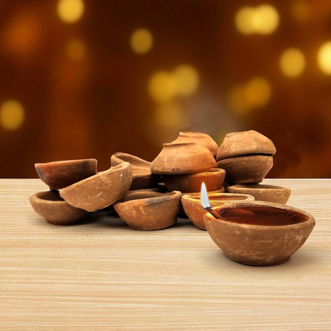 Kriti Creations Natural Clay Traditional Diwali Ke Diye Earthen Clay Diye | Mitti Ke Diye | Diyas for Pooja,( Set of24)