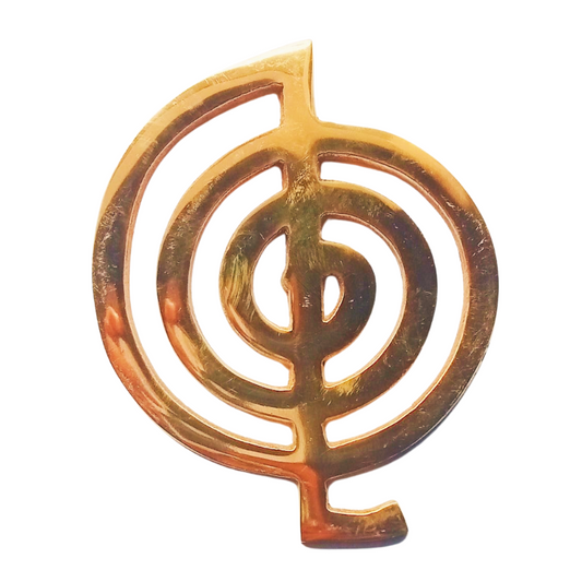 Kriti Creations Brass Reiki Ku Rei Power Symbol Figurine for Reiki Healing Power Positive Energy and Protection (13x10.5x0.5cm)