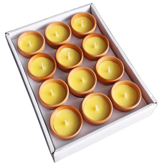 kriti Creations Traditional Clay Ghee Diyas Handcrafted Anti-Mosquito Diya Set for Diwali, Festival Lighting & Home Decor, Natural Aromatic Repellent, for Pooja & Outdoor Parties 12-Pack